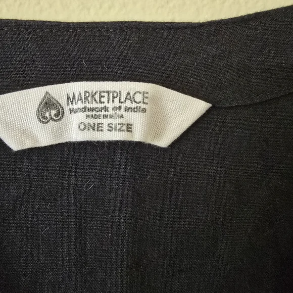 MARKET PLACE Hand Work Of India  Black and Purple Women's Tunnic One Size Cotton - Picture 6 of 9